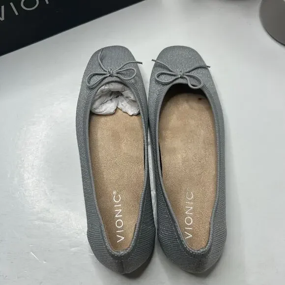 Vionic Klara Knit Square Toe Flats Silver Women's 7 Narrow Comfort Arch Support - Picture 4 of 11